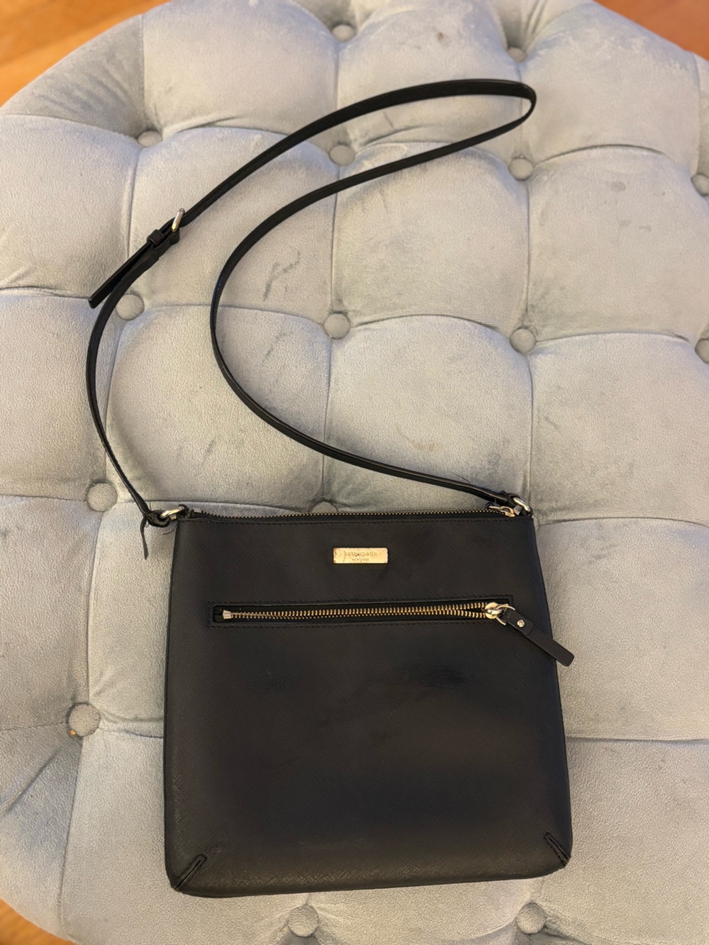 Kate Spade Black Genuine Leather Crossbody Bag Gold Hardware